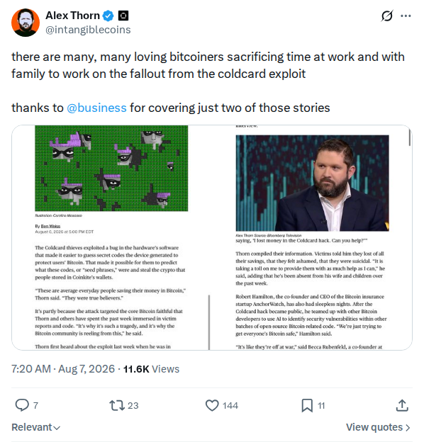 Captured screenshot: Bloomberg coverage of the incident responders