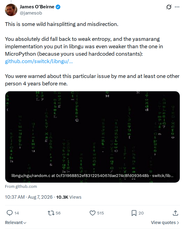 Captured screenshot: Rebuttal of the vendor's fallback correction