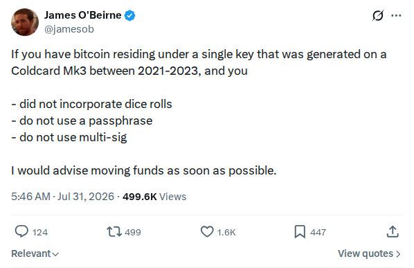 Captured screenshot: Mk3 single-key move-funds advice