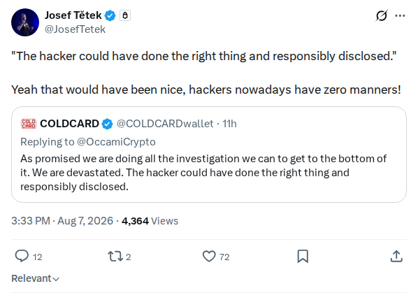 Captured screenshot: Reply to the vendor's disclosure remark
