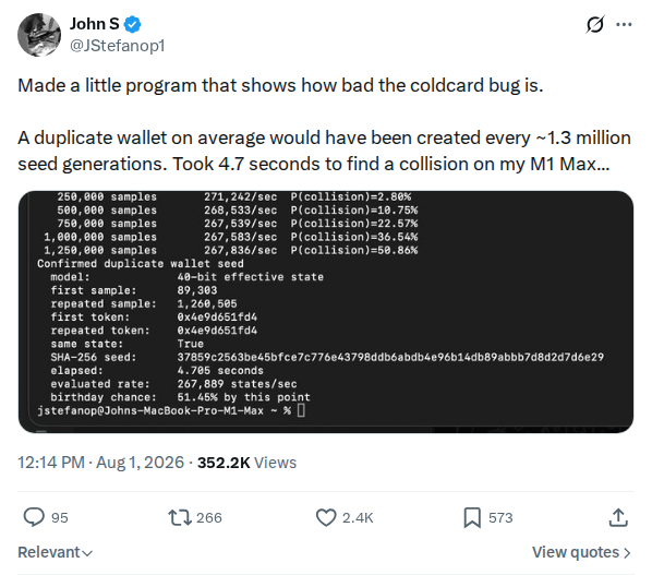 Captured screenshot of the post by @JStefanop1, posted 1 Aug 2026, 04:14 UTC