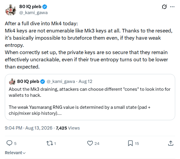 Captured screenshot: Mk4 keys are not enumerable like Mk3 keys after reseed
