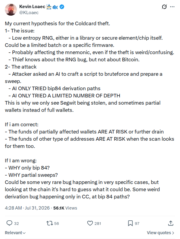 Captured screenshot of the post by @KLoaec, posted 30 Jul 2026, 20:28 UTC