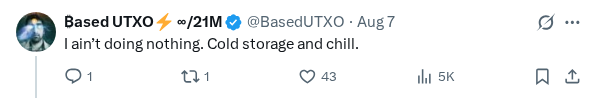 Captured screenshot of the reply by @BasedUTXO