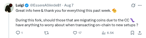 Captured screenshot of the reply by @EssereAlVerde81