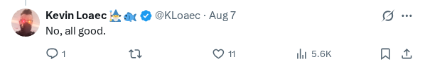 Captured screenshot of the reply by @KLoaec