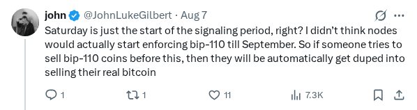 Captured screenshot of the reply by @JohnLukeGilbert