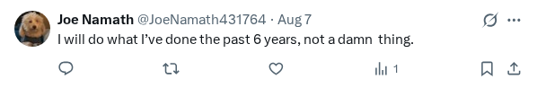 Captured screenshot of the reply by @JoeNamath431764