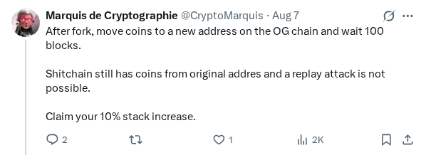 Captured screenshot of the reply by @CryptoMarquis