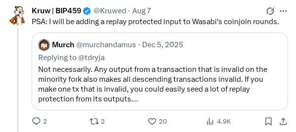 Captured screenshot of the reply by @Kruwed