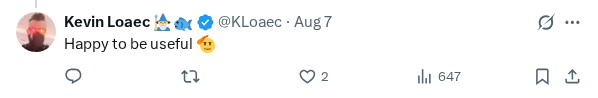 Captured screenshot of the reply by @KLoaec