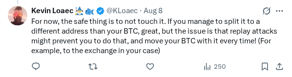 Captured screenshot of the reply by @KLoaec