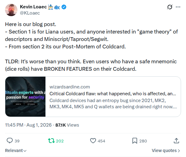 Captured screenshot: KLoaec Wizardsardine Postmortem