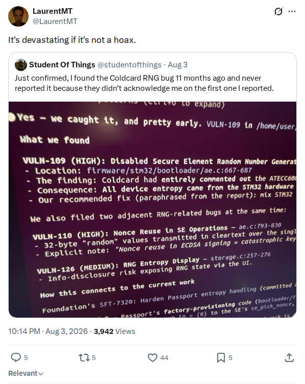 Captured screenshot: Reaction to prior-discovery claim