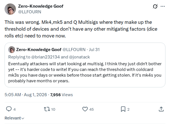 Captured screenshot: Correction to multisig guidance
