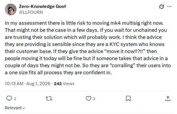 Captured screenshot: Time-stamped migration risk