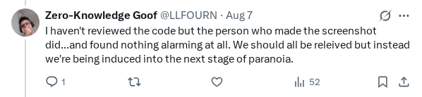 Captured screenshot of the reply by @LLFOURN