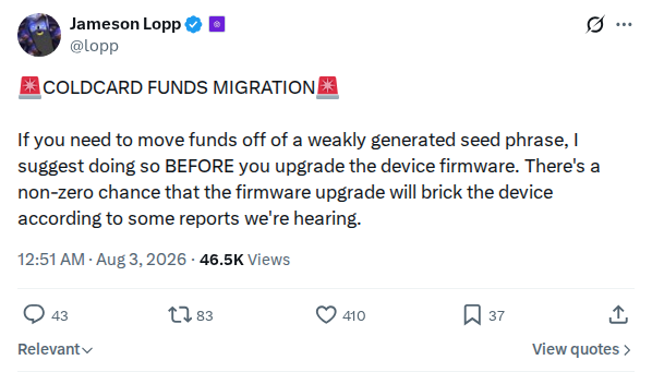Captured screenshot: Migrate before upgrading guidance