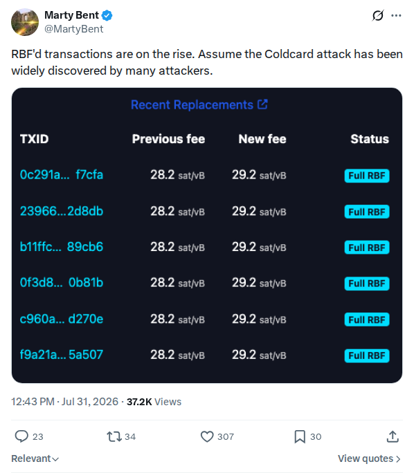 Captured screenshot: RBF transactions rising as attack spreads