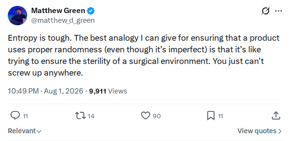 Captured screenshot: Entropy is like surgical sterility