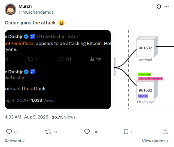 Captured screenshot: Murch says Ocean joins the attack
