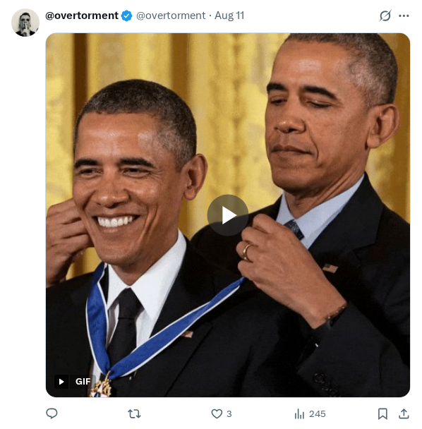 Captured screenshot of the reply by @overtorment