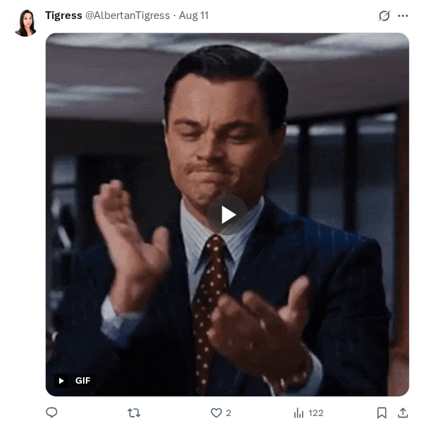 Captured screenshot of the reply by @AlbertanTigress