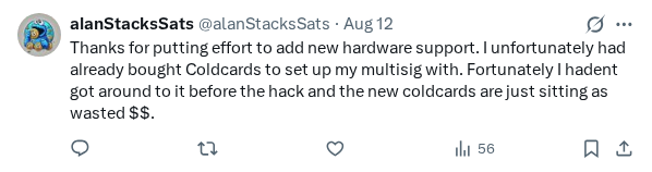 Captured screenshot of the reply by @alanStacksSats