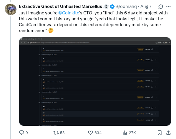 Captured screenshot of the post by @oomahq
