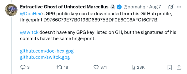 Captured screenshot of the post by @oomahq