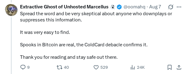 Captured screenshot of the reply by @oomahq