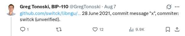 Captured screenshot of the reply by @GregTonoski