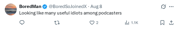 Captured screenshot of the reply by @BoredSoJoinedX