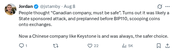 Captured screenshot of the reply by @jstamby