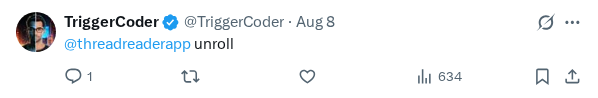 Captured screenshot of the reply by @TriggerCoder