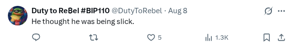 Captured screenshot of the reply by @DutyToRebel