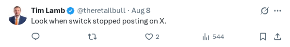Captured screenshot of the reply by @theretailbull
