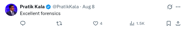 Captured screenshot of the reply by @PratikKala