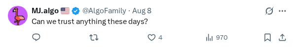 Captured screenshot of the reply by @AlgoFamily