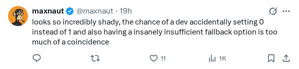 Captured screenshot of the reply by @maxnaut