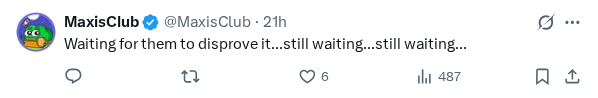 Captured screenshot of the reply by @MaxisClub