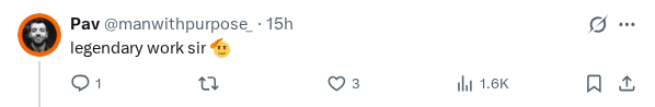 Captured screenshot of the reply by @manwithpurpose_