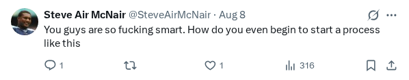 Captured screenshot of the reply by @SteveAirMcNair