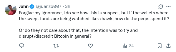 Captured screenshot of the reply by @juanzo007