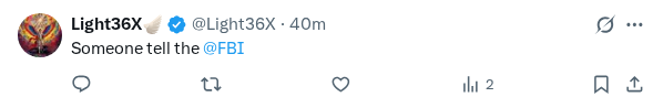 Captured screenshot of the reply by @Light36X