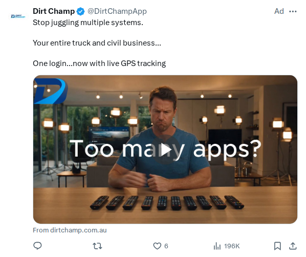 Captured screenshot of the reply by @DirtChampApp
