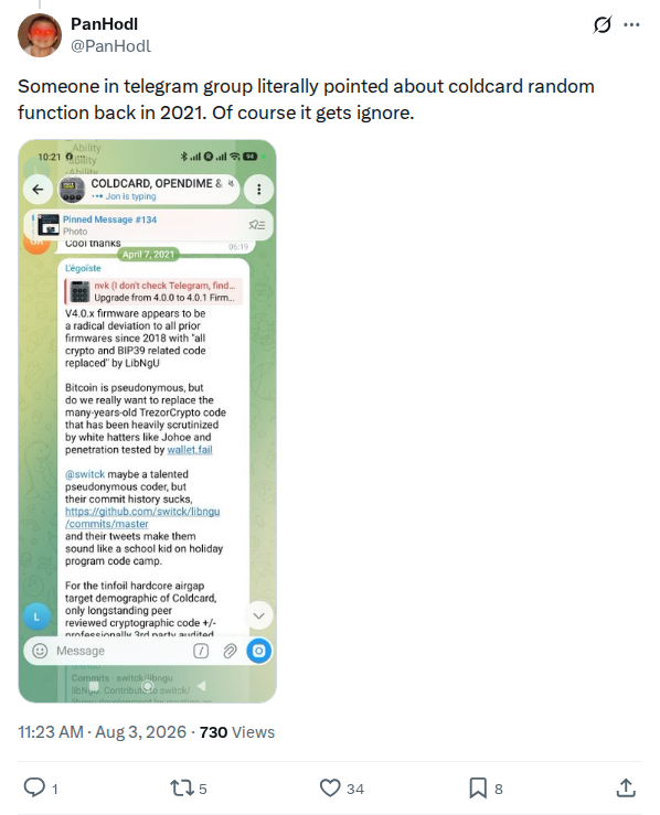 Captured screenshot: Claimed 2021 Telegram warning