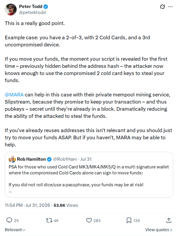 Captured screenshot: Slipstream endorsement and caveat
