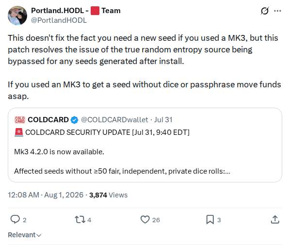 Captured screenshot: MK3 patch does not remove need for new seed