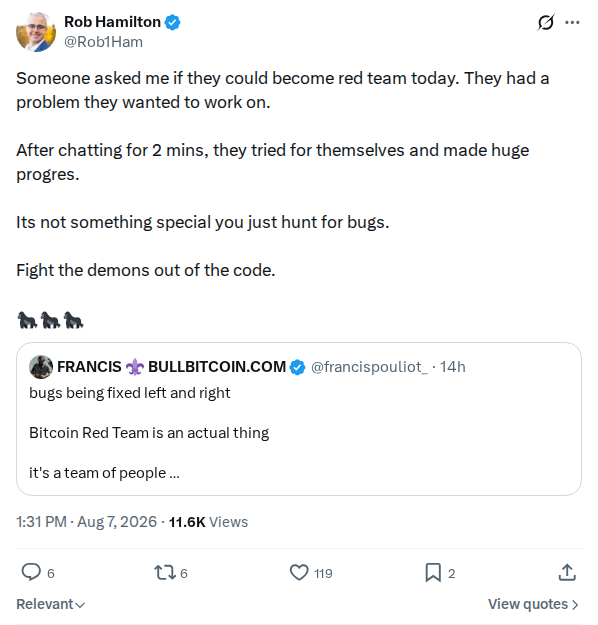 Captured screenshot: Encouragement to start hunting bugs unprompted